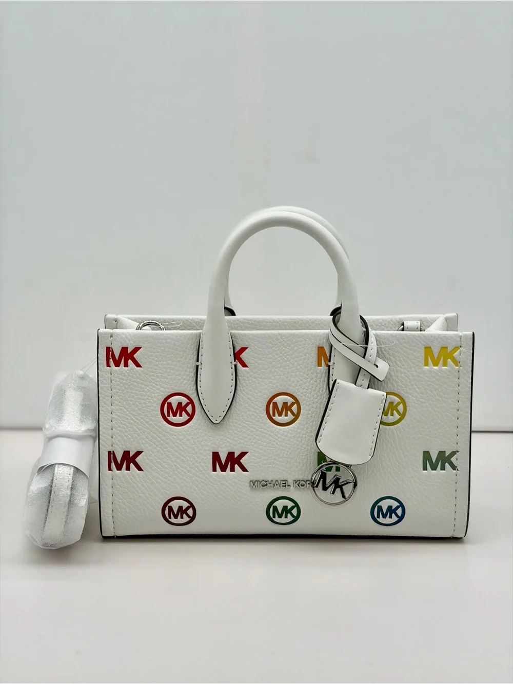Michael Kors Small Mirella Rainbow satchel Crossbody Optic White